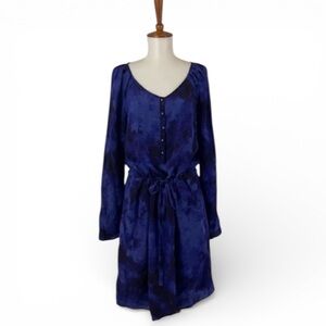 Rebecca Taylor 100% Silk Dress Women’s S Watercolor Long Sleeve Tie‎ Dye